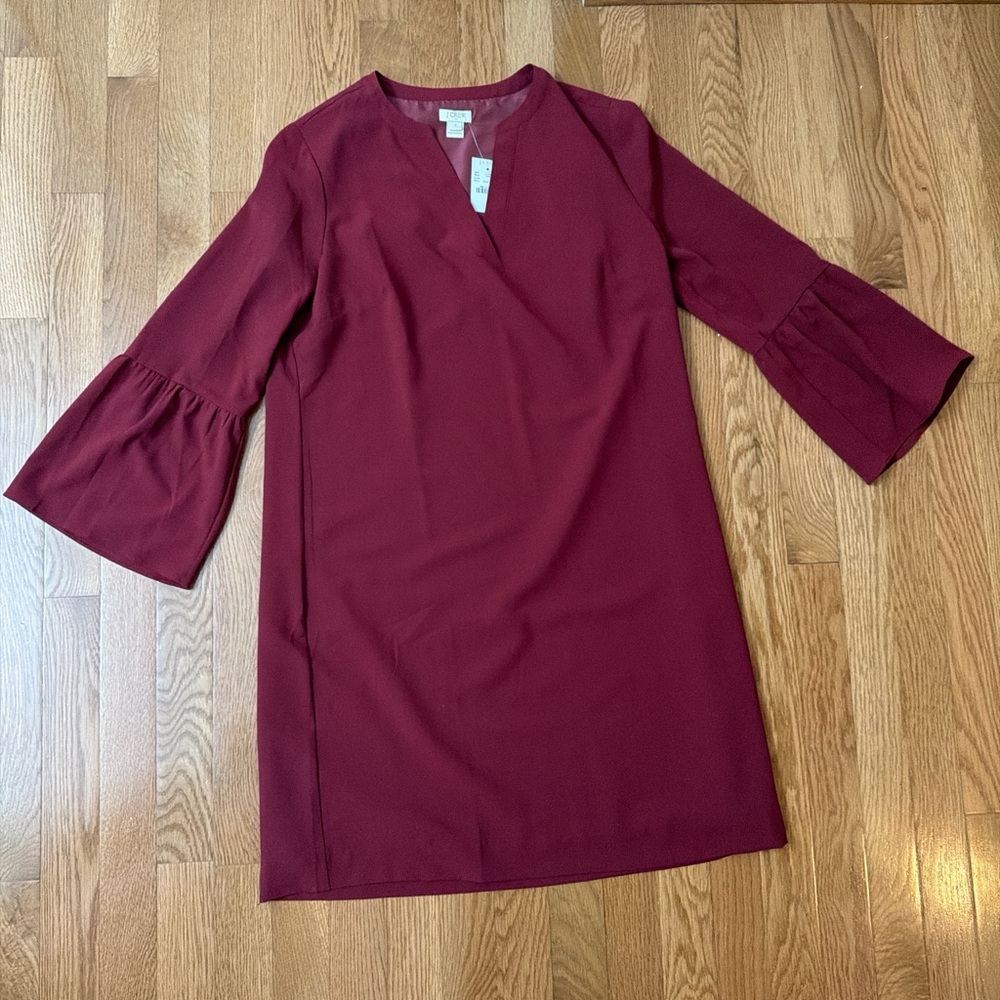J. Crew Rich Burgundy Long Sleeve Dress